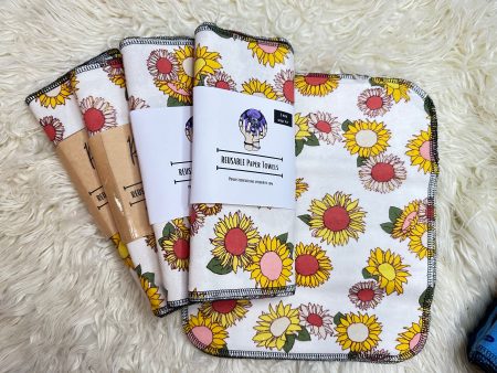 Reusable paper towels- sunflowers For Sale