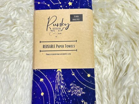 Reusable paper towels 8 pack single Ply - stars and moon Hot on Sale