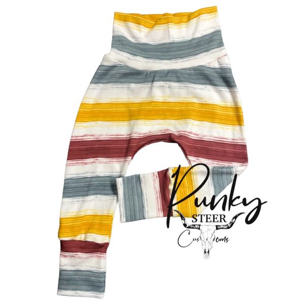 Fall vibes stripes grow along pants 12m-3t For Sale