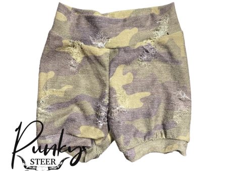 Distressed camouflage mid thigh shorty shorts 3m-12m Discount