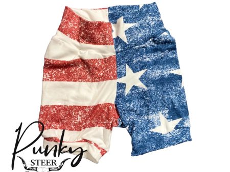 Red white & blue mid thigh shorty shorts 12m-3t Supply