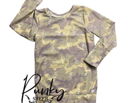 Distressed camouflage long sleeve tunic 6-9y Online Hot Sale