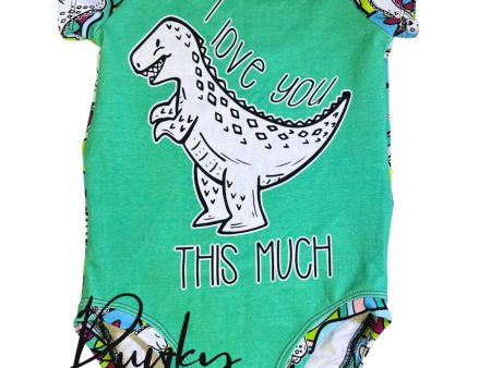 2t I love you this much bodysuit (pink Dino print) Online Sale