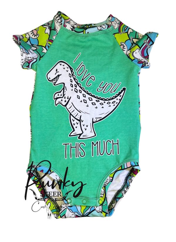 2t I love you this much bodysuit (pink Dino print) Online Sale