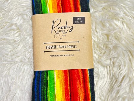 Reusable paper towels- rainbow stripes Online Sale