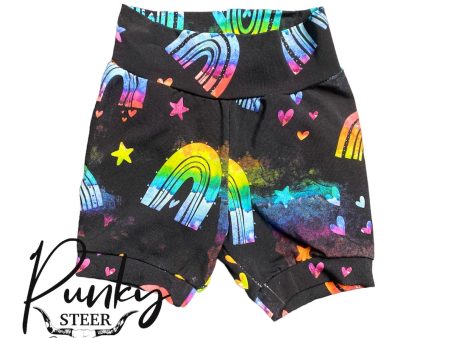 Water color rainbow mid thigh shorty shorts ALL SIZES Discount